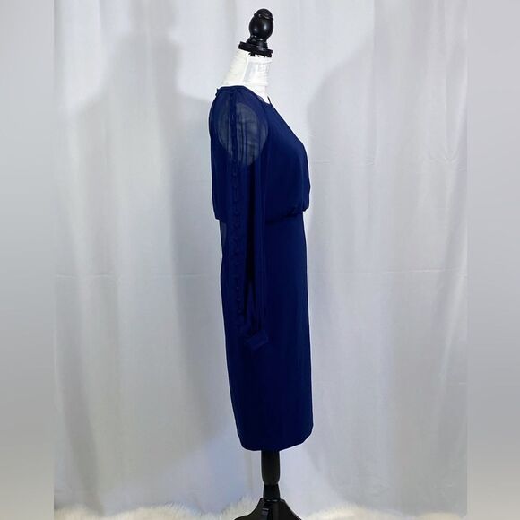 Badgley Mischka Blouson Button-Sleeve Dress size 4 - Picture 8 of 13